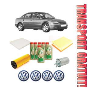 Set Pachet filtre revizie Bosch, 6 litrii ulei Castrol 5W40 Volkswagen PASSAT B5.5 (3B3) 2.5 TDI din 2000-2005, 4x Stickere auto cu Volkswagen