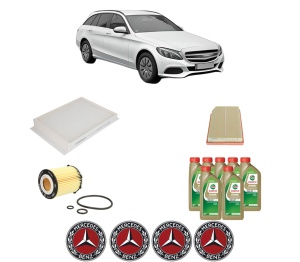 Set Pachet filtre revizie Bosch, 7 litrii ulei Castrol 0W20 MERCEDES-BENZ C-CLASS T-Model (S205) C 160 (205.275) din 2019, 4x Stickere auto cu MERCEDES-BENZ - Img 2