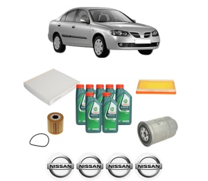 Set Pachet filtre revizie Bosch, 7 litrii ulei Castrol 10W40 NISSAN ALMERA II (N16) 2.2 Di din 2000-2003, 4x Stickere auto cu NISSAN - Img 2