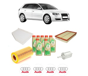 Set Pachet filtre revizie Bosch, 7 litrii ulei Castrol 5W30 AUDI A3 Sportback (8PA) RS3 quattro din 2011-2012, 4x Stickere auto cu AUDI - Img 2