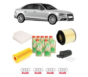 Set Pachet filtre revizie Bosch, 7 litrii ulei Castrol 5W30 AUDI A4 B8 (8K2) 3.0 TFSI quattro din 2012-2015, 4x Stickere auto cu AUDI - Img 2