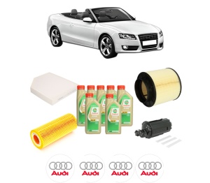 Set Pachet filtre revizie Bosch, 7 litrii ulei Castrol 5W30 AUDI A5 Convertible (8F7) 3.2 FSI quattro din 2009-2012, 4x Stickere auto cu AUDI - Img 2