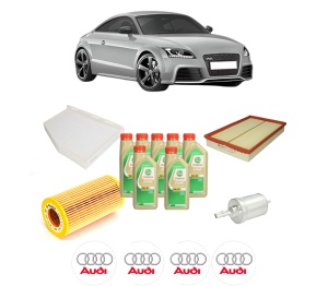 Set Pachet filtre revizie Bosch, 7 litrii ulei Castrol 5W30 AUDI TT (8J3) 2.5 RS quattro din 2009-2014, 4x Stickere auto cu AUDI - Img 2