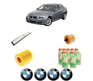 Set Pachet filtre revizie Bosch, 7 litrii ulei Castrol 5W30 BMW Seria 3 (E90) 325 i din 2007-2011, 4x Stickere auto cu BMW - Img 2
