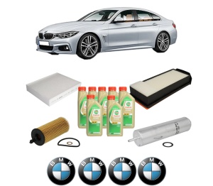 Set Pachet filtre revizie Bosch, 7 litrii ulei Castrol 5W30 BMW Seria 4 Gran Coupe (F36) 435 d xDrive din 2014-2020, 4x Stickere auto cu BMW - Img 2