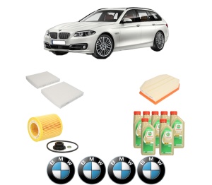 Set Pachet filtre revizie Bosch, 7 litrii ulei Castrol 5W30 BMW Seria 5 Touring (F11) 523 i din 2009-2011, 4x Stickere auto cu BMW - Img 2