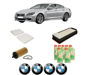 Set Pachet filtre revizie Bosch, 7 litrii ulei Castrol 5W30 BMW Seria 6 Gran Coupe (F06) 640 d din 2012-2018, 4x Stickere auto cu BMW - Img 2