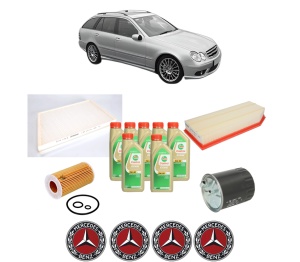 Set Pachet filtre revizie Bosch, 7 litrii ulei Castrol 5W30 MERCEDES-BENZ C-CLASS T-Model (S203) C 220 CDI (203.206, 203.208) din 2001-2007, 4x Stickere auto cu MERCEDES-BENZ - Img 2