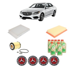 Set Pachet filtre revizie Bosch, 7 litrii ulei Castrol 5W30 MERCEDES-BENZ E-CLASS (W213) E 300 (213.048) din 2016-2020, 4x Stickere auto cu MERCEDES-BENZ - Img 2