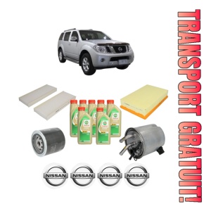 Set Pachet filtre revizie Bosch, 7 litrii ulei Castrol 5W30 NISSAN PATHFINDER III VAN (R51_) 2.5 dCi 4x4 (R51M) din 2013-2014, 4x Stickere auto cu NISSAN