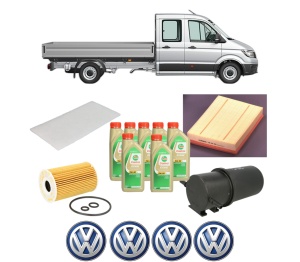 Set Pachet filtre revizie Bosch, 7 litrii ulei Castrol 5W30 Volkswagen CRAFTER 30-50 Platform/Chassis (2F_) 2.0 TDI din 2011-2016, 4x Stickere auto cu Volkswagen - Img 2