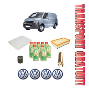 Set Pachet filtre revizie Bosch, 7 litrii ulei Castrol 5W30 Volkswagen TRANSPORTER T5 Van (7HA, 7HH, 7EA, 7EH) 2.0 BiTDI 4motion din 2009-2015, 4x Stickere auto cu Volkswagen