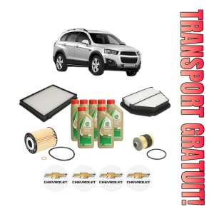 Set Pachet filtre revizie Bosch, 7 litrii ulei Castrol 5W40 CHEVROLET CAPTIVA (C100, C140) 2.0 D 4WD din 2006, 4x Stickere auto cu CHEVROLET