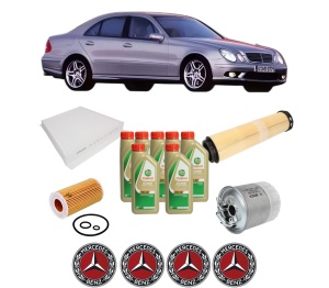 Set Pachet filtre revizie Bosch, 7 litrii ulei Castrol 5W40 MERCEDES-BENZ E-CLASS (W211) E 220 CDI (211.006) din 2002-2008, 4x Stickere auto cu MERCEDES-BENZ - Img 2