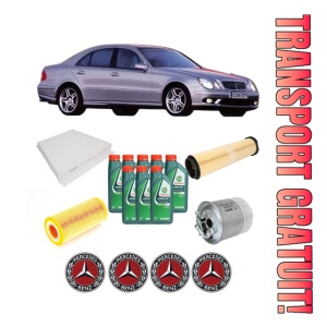 Set Pachet filtre revizie Bosch, 8 litrii ulei Castrol 10W40 MERCEDES-BENZ E-CLASS (W211) E 280 CDI (211.023) din 2004-2008, 4x Stickere auto cu MERCEDES-BENZ