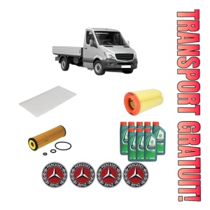Set Pachet filtre revizie Bosch, 8 litrii ulei Castrol 10W40 MERCEDES-BENZ SPRINTER 3-t Platform/Chassis (B906) 216 (906.113, 906.213) din 2008-2018, 4x Stickere auto cu MERCEDES-BENZ
