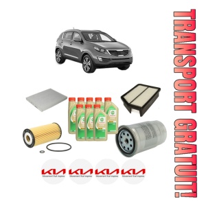 Set Pachet filtre revizie Bosch, 8 litrii ulei Castrol 5W30 KIA SPORTAGE III (SL) 2.0 CRDi AWD din 2010-2015, 4x Stickere auto cu KIA