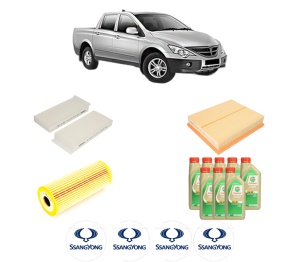 Set Pachet filtre revizie Bosch, 8 litrii ulei Castrol 5W30 SSANGYONG Actyon SPORTS I (QJ) 2.3 4WD din 2011, 4x Stickere auto cu SSANGYONG - Img 2
