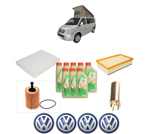 Set Pachet filtre revizie Bosch, 8 litrii ulei Castrol 5W30 Volkswagen CALIFORNIA T5 Camper (7EC, 7EF, 7EG, 7HF, 7HC) 2.5 TDI din 2007-2009, 4x Stickere auto cu Volkswagen - Img 2