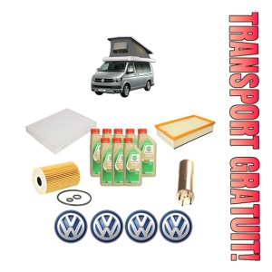 Set Pachet filtre revizie Bosch, 8 litrii ulei Castrol 5W30 Volkswagen CALIFORNIA T6 Camper (SGC, SGG, SHC) 2.0 TDI din 2015-2019, 4x Stickere auto cu Volkswagen