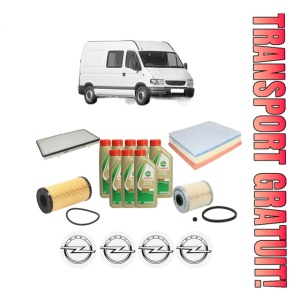 Set Pachet filtre revizie Bosch, 8 litrii ulei Castrol 5W40 OPEL MOVANO A Van (X70) 2.5 CDTI (FD) din 2003, 4x Stickere auto cu OPEL