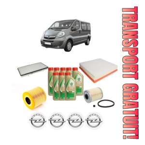 Set Pachet filtre revizie Bosch, 8 litrii ulei Castrol 5W40 OPEL VIVARO A Bus (X83) 2.5 DTI (F7, J7, A07) din 2003-2010, 4x Stickere auto cu OPEL