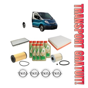 Set Pachet filtre revizie Bosch, 8 litrii ulei Castrol 5W40 OPEL VIVARO A Platform/Chassis (X83) 2.5 CDTI din 2006-2010, 4x Stickere auto cu OPEL