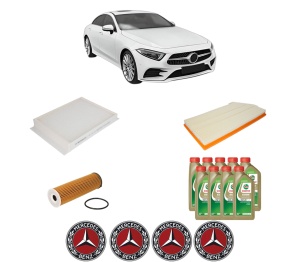 Set Pachet filtre revizie Bosch, 9 litrii ulei Castrol 0W20 MERCEDES-BENZ CLS (C257) AMG CLS 53 EQ Boost 4-matic+ (257.361) din 2018, 4x Stickere auto cu MERCEDES-BENZ - Img 2