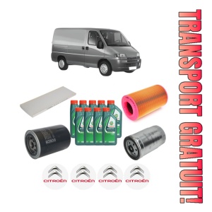 Set Pachet filtre revizie Bosch, 9 litrii ulei Castrol 10W40 CITROEN JUMPER I Van (230L) 2.5 TDi 4x4 din 2000, 4x Stickere auto cu CITROEN