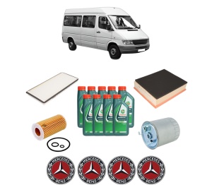 Set Pachet filtre revizie Bosch, 9 litrii ulei Castrol 10W40 MERCEDES-BENZ SPRINTER 4-t Bus (B904) 411 CDI (904.662, 904.663) din 2000-2006, 4x Stickere auto cu MERCEDES-BENZ - Img 2