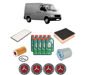Set Pachet filtre revizie Bosch, 9 litrii ulei Castrol 10W40 MERCEDES-BENZ SPRINTER 2-t Van (B901, B902) 211 CDI (901.661, 901.662, 902.661, 902.662) din 2000-2006, 4x Stickere auto cu MERCEDES-BENZ - Img 2