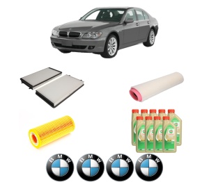 Set Pachet filtre revizie Bosch, 9 litrii ulei Castrol 5W30 BMW Seria 7 (E65, E66, E67) 730 d din 2002-2003, 4x Stickere auto cu BMW - Img 2