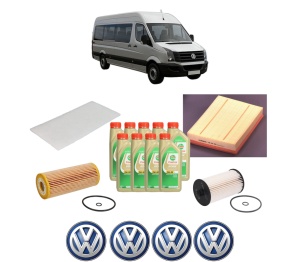 Set Pachet filtre revizie Bosch, 9 litrii ulei Castrol 5W30 Volkswagen CRAFTER 30-35 Bus (2E_) 2.5 TDI din 2006-2011, 4x Stickere auto cu Volkswagen - Img 2