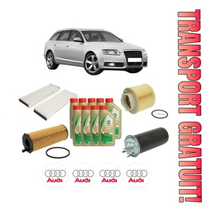 Set Pachet filtre revizie Bosch, 9 litrii ulei Castrol 5W40 AUDI A6 Allroad C6 (4FH) 2.7 TDI quattro din 2006-2008, 4x Stickere auto cu AUDI