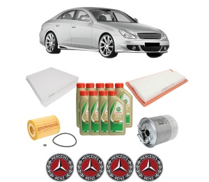 Set Pachet filtre revizie Bosch, 9 litrii ulei Castrol 5W40 MERCEDES-BENZ CLS (C219) CLS 320 CDI (219.322) din 2005-2010, 4x Stickere auto cu MERCEDES-BENZ - Img 2