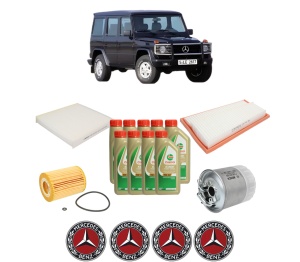 Set Pachet filtre revizie Bosch, 9 litrii ulei Castrol 5W40 MERCEDES-BENZ G-CLASS (W463) G 320 CDI (463.343) din 2006-2012, 4x Stickere auto cu MERCEDES-BENZ - Img 2