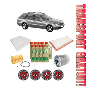 Set Pachet filtre revizie Bosch, 9 litrii ulei Castrol 5W40 MERCEDES-BENZ E-CLASS T-Model (S211) E 280 T CDI (211.220) din 2005-2009, 4x Stickere auto cu MERCEDES-BENZ