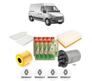 Set Pachet filtre revizie Bosch, 9 litrii ulei Castrol 5W40 RENAULT MASTER III Van (FV) 2.3 dCi 130 RWD (FV01, FV10, FV11, FV12) din 2016, 4x Stickere auto cu RENAULT - Img 2