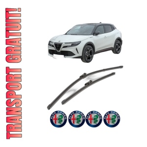 Set stergatoare ALFA ROMEO JUNIOR (626_, 627_) din 2024, pentru parbriz auto, 2 bucati, Valeo Silencio Xtrm, din cauciuc siliconat rezistent, 4 Stickere Auto ALFA ROMEO