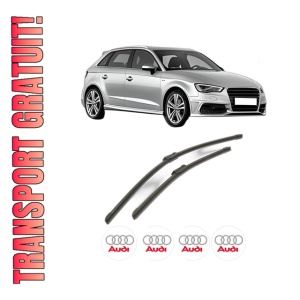 Set stergatoare AUDI A3 Sportback (8VA, 8VF) din 2012-2020, pentru parbriz auto, 2 bucati, Bosch Aerotwin, din cauciuc siliconat rezistent, 4 Stickere Auto AUDI