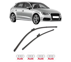 Set stergatoare AUDI A3 Sportback (8VA, 8VF) din 2012-2020, pentru parbriz auto, 2 bucati, Valeo Silencio Xtrm, din cauciuc siliconat rezistent, 4 Stickere Auto AUDI v37224