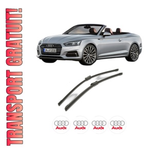 Set stergatoare AUDI A5 Convertible (F57, F5E) din 2016-2020, pentru parbriz auto, 2 bucati, Bosch Aerotwin, din cauciuc siliconat rezistent, 4 Stickere Auto AUDI