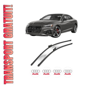 Set stergatoare AUDI A5 (FU2) din 2024, pentru parbriz auto, 2 bucati, Valeo Silencio Xtrm, din cauciuc siliconat rezistent, 4 Stickere Auto AUDI