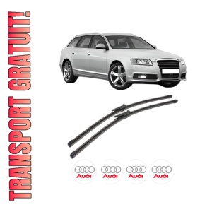 Set stergatoare AUDI A6 Allroad C6 (4FH) din 2006-2011, pentru parbriz auto, 2 bucati, Valeo Silencio Xtrm, din cauciuc siliconat rezistent, 4 Stickere Auto AUDI
