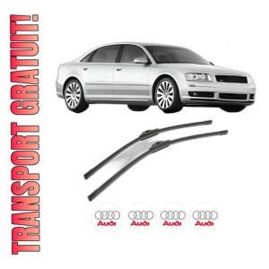 Set stergatoare AUDI A8 D3 (4E2, 4E8) din 2002-2010, pentru parbriz auto, 2 bucati, Bosch Aerotwin, din cauciuc siliconat rezistent, 4 Stickere Auto AUDI