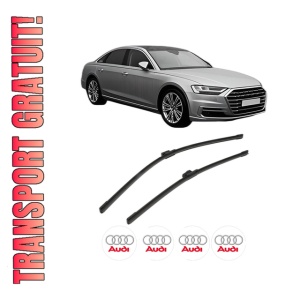 Set stergatoare AUDI A8 D5 (4N2, 4N8, 4NC, 4NL) din 2017-2021, pentru parbriz auto, 2 bucati, Bosch Aerotwin, din cauciuc siliconat rezistent, 4 Stickere Auto AUDI