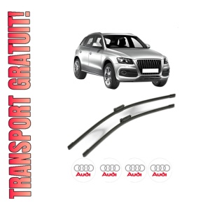 Set stergatoare AUDI Q5 Van (8RB) din 2008-2017, pentru parbriz auto, 2 bucati, Bosch Aerotwin, din cauciuc siliconat rezistent, 4 Stickere Auto AUDI