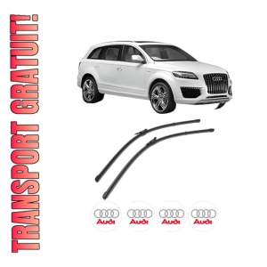 Set stergatoare AUDI Q7 (4LB) din 2006-2015, pentru parbriz auto, 2 bucati, Valeo Silencio Xtrm, din cauciuc siliconat rezistent, 4 Stickere Auto AUDI