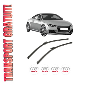 Set stergatoare AUDI TT (FV3, FVP) din 2014-2021, pentru parbriz auto, 2 bucati, Valeo Silencio Xtrm, din cauciuc siliconat rezistent, 4 Stickere Auto AUDI