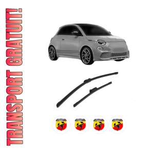 Set stergatoare auto ABARTH 500E Convertible (332_) din 2020-2023, pentru parbriz auto, 2 bucati, Bosch Aerotwin, din cauciuc siliconat rezistent, 4 Stickere Auto ABARTH